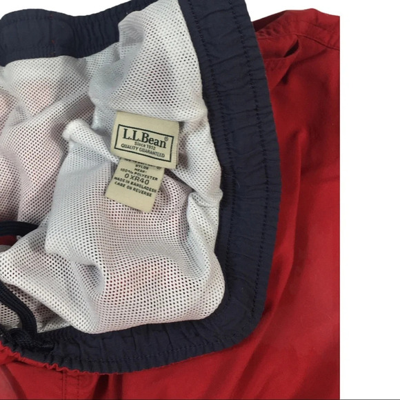 SH168 L.L. Bean Trendy Red Swim Trunks 40 - Picture 3 of 6